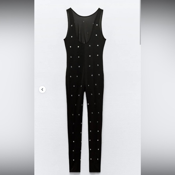BNWOT Zara women’s ORGANZA Jumpsuit with rhinestones size M - Picture 2 of 6